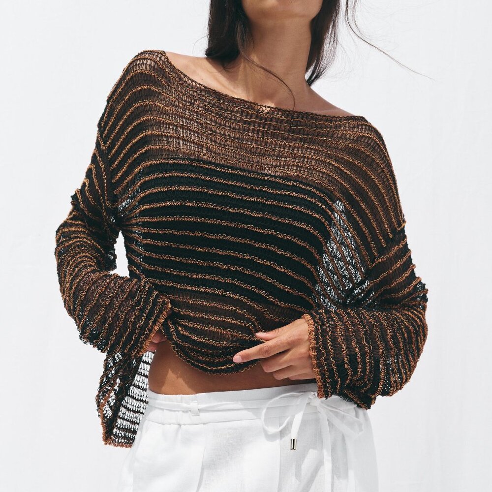 NWT ZARA OPEN KNIT SWEATER M